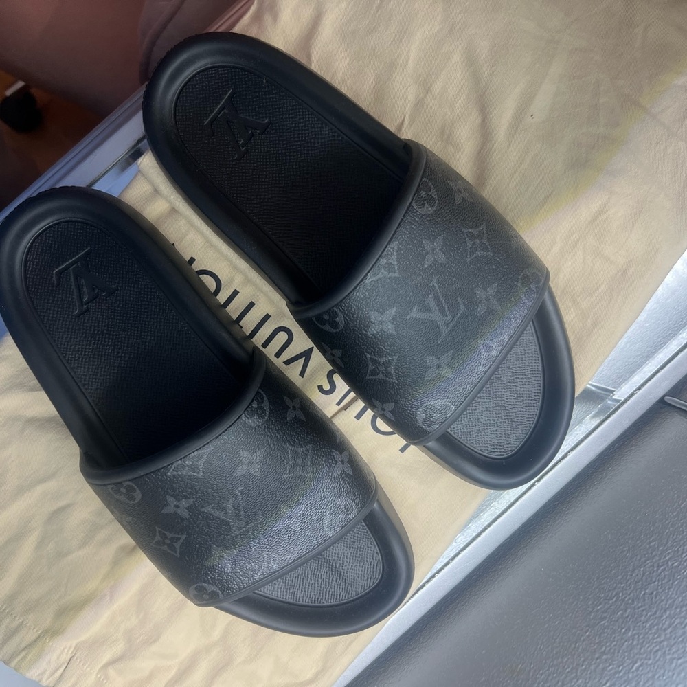 Louis Vuitton Black Monogram Slides